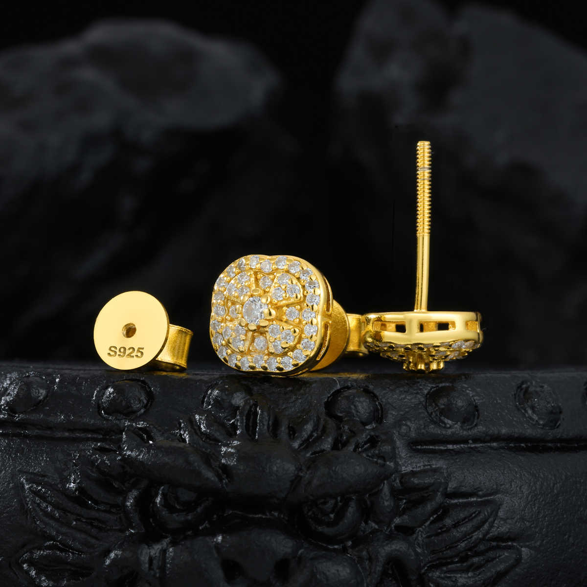 PENDIENTES DE FLOR BAGUETTE CON MOISSANITA VVS - PLATA 925 - ORO - Bling del Barrio
