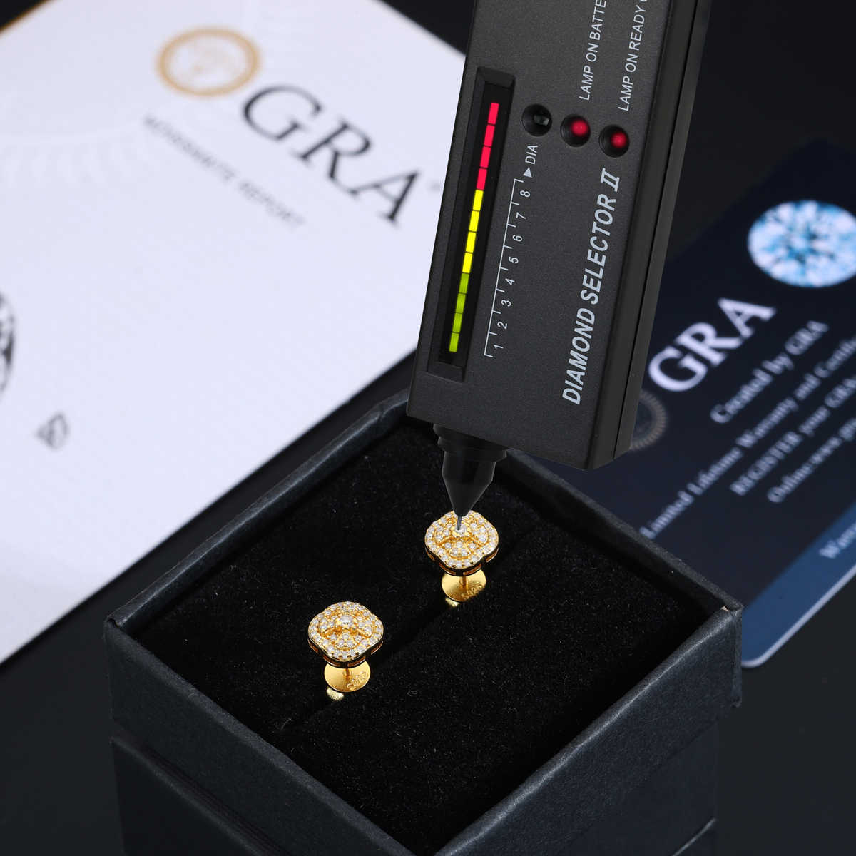 PENDIENTES DE FLOR BAGUETTE CON MOISSANITA VVS - PLATA 925 - ORO - Bling del Barrio