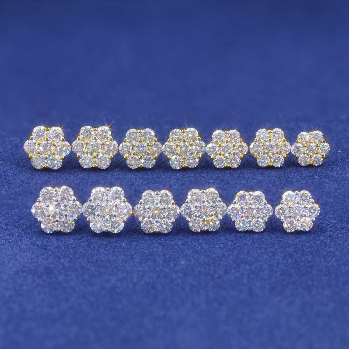 PENDIENTES DE FLOR MOISSANITA VVS DE 5.6 - 13mm - PLATA 925 - ORO BLANCO - Bling del Barrio
