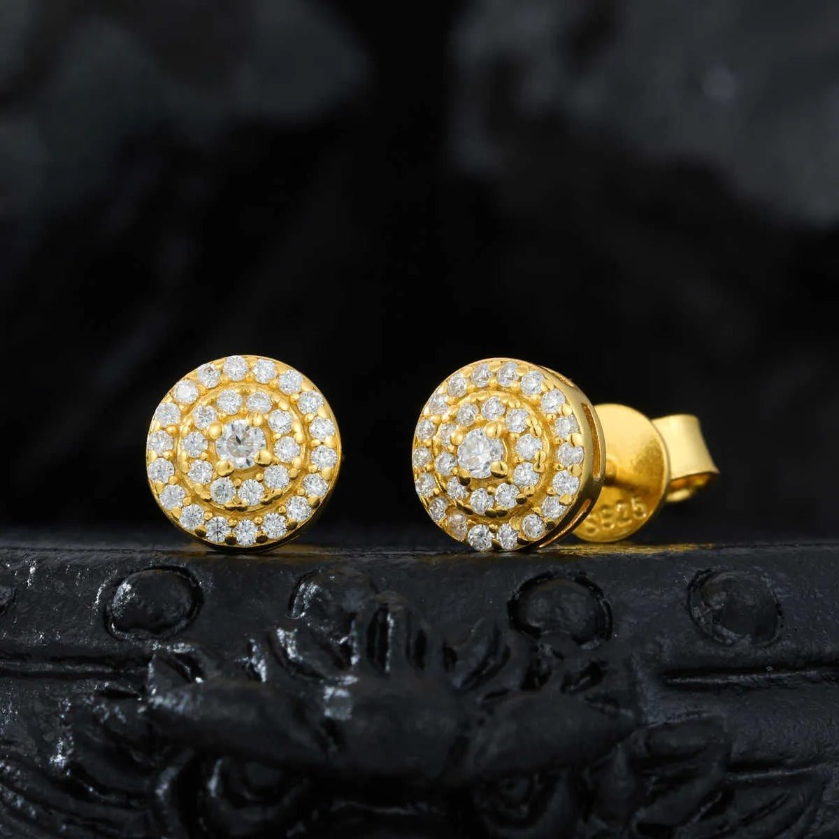 PENDIENTES DE TUERCA CON 3 FILAS MOISSANITA VVS - PLATA 925 - ORO - Bling del Barrio