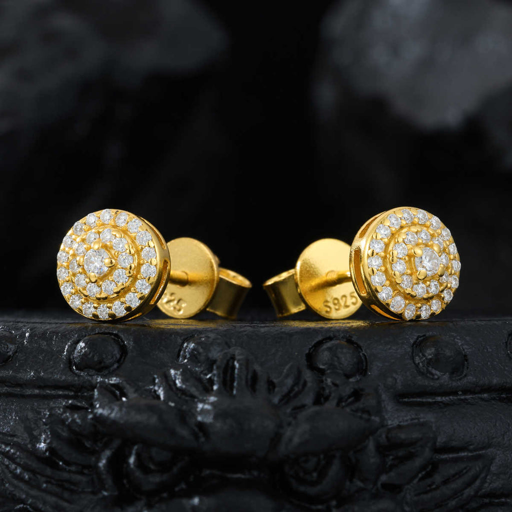 PENDIENTES DE TUERCA CON 3 FILAS MOISSANITA VVS - PLATA 925 - ORO - Bling del Barrio