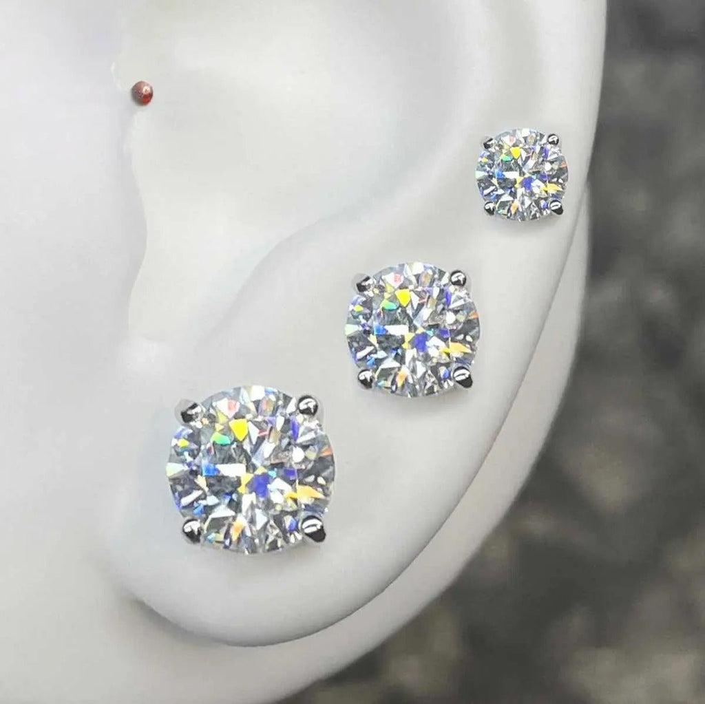 PENDIENTES DE TUERCA CON CIERRE DE ROSCA MOISSANITA VVS 3 - 10mm - PLATA 925 - REGALO GRATIS - Bling del Barrio