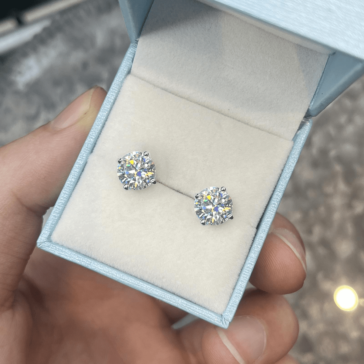 PENDIENTES DE TUERCA CON CIERRE DE ROSCA MOISSANITA VVS 3 - 10mm - PLATA 925 - REGALO GRATIS - Bling del Barrio