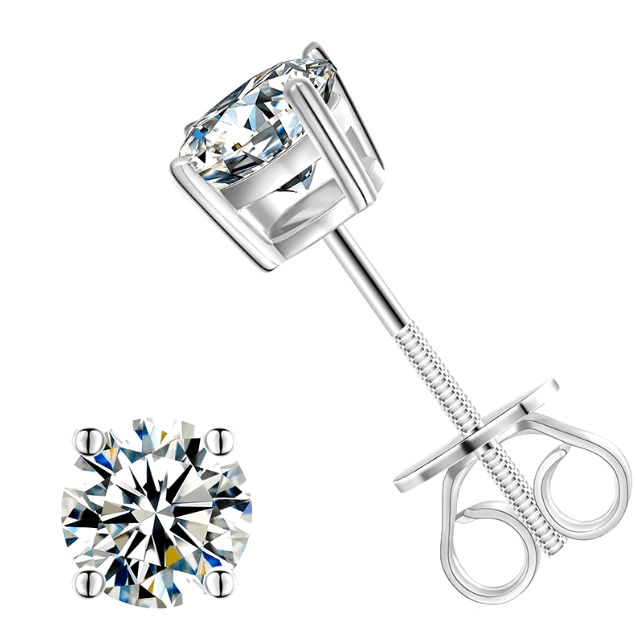 PENDIENTES DE TUERCA CON CIERRE DE ROSCA MOISSANITA VVS 3 - 10mm - PLATA 925 - REGALO GRATIS - Bling del Barrio