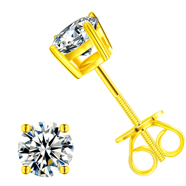 PENDIENTES DE TUERCA CON CIERRE DE ROSCA MOISSANITA VVS 3 - 10mm - PLATA 925 - REGALO GRATIS - Bling del Barrio