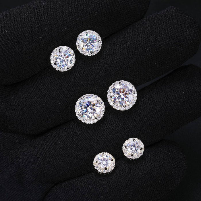 PENDIENTES DE TUERCA CON HALO MOISSANITA VVS - PLATA 925 - REGALO GRATIS - Bling del Barrio