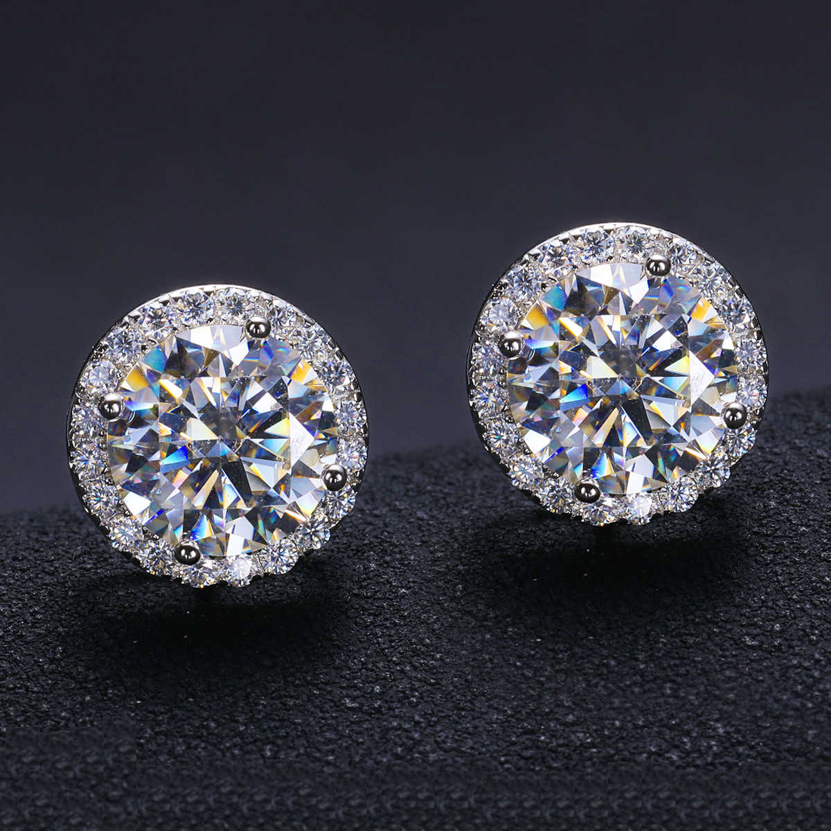 PENDIENTES DE TUERCA CON HALO MOISSANITA VVS - PLATA 925 - REGALO GRATIS - Bling del Barrio