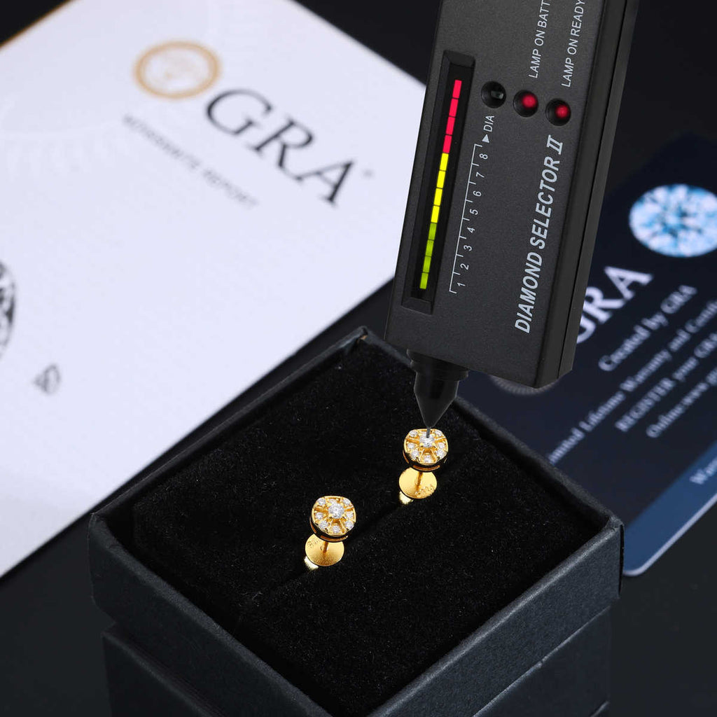 PENDIENTES DE TUERCA HALO CON MOISSANITA VVS - PLATA 925 - ORO - Bling del Barrio