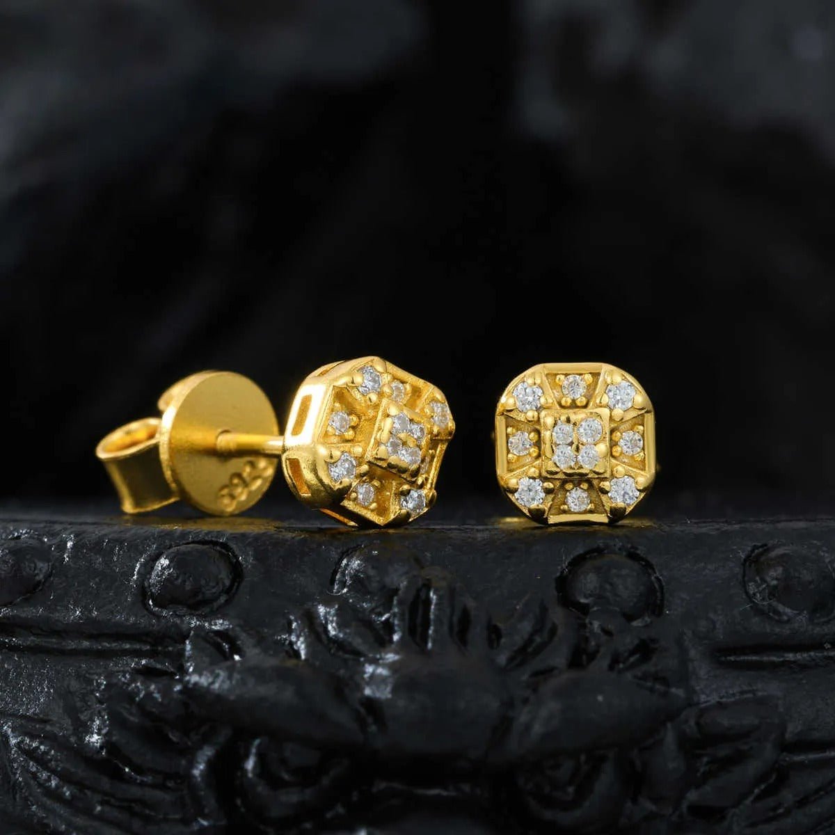 PENDIENTES GEOMÉTRICOS DE TUERCA MOISSANITA VVS - PLATA 925 - ORO - Bling del Barrio