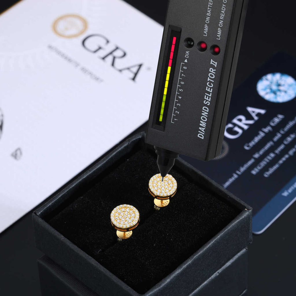 PENDIENTES REDONDOS DE TUERCA MOISSANITA VVS - PLATA 925 - ORO - Bling del Barrio
