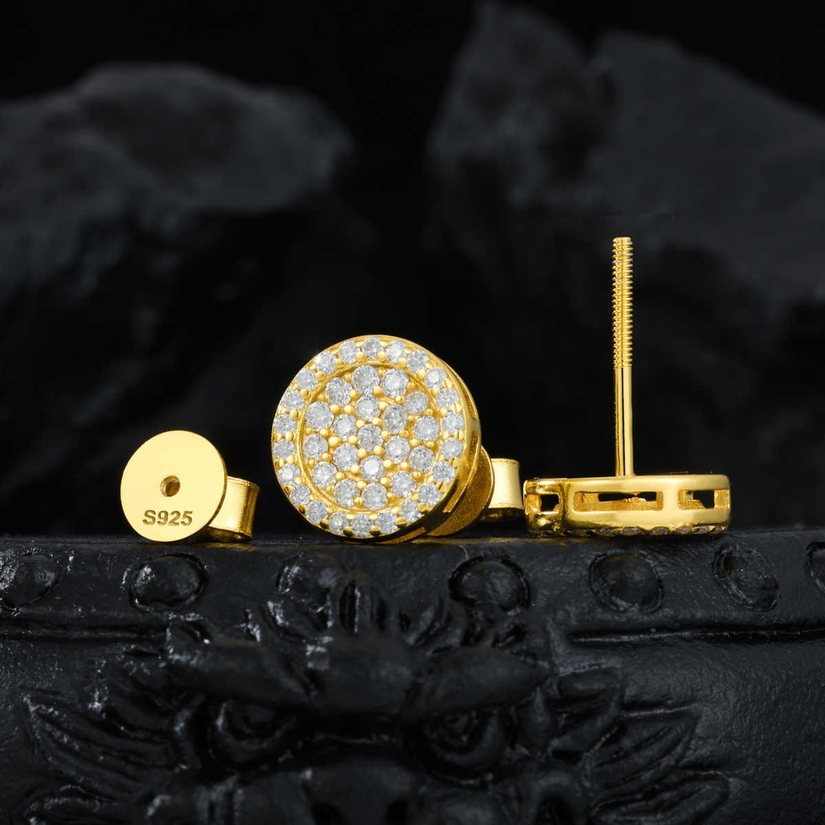 PENDIENTES REDONDOS DE TUERCA MOISSANITA VVS - PLATA 925 - ORO - Bling del Barrio