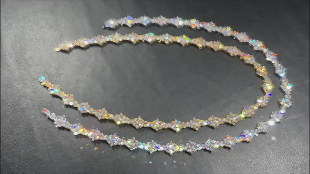 CADENA ROMBOIDE CON MOISSANITA VVS EN PLATA 925 CHAPADA EN ORO BLANCO - Bling del Barrio