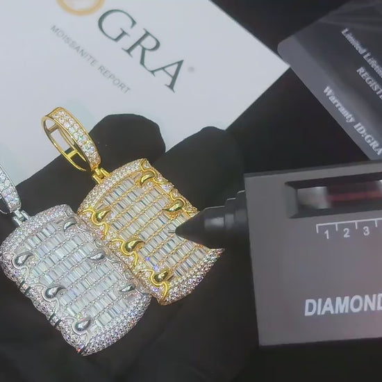 DIJE DE GARRA DE DRAGÓN CON MOISSANITA VVS EN PLATA 925 CHAPADA EN ORO BLANCO - Bling del Barrio