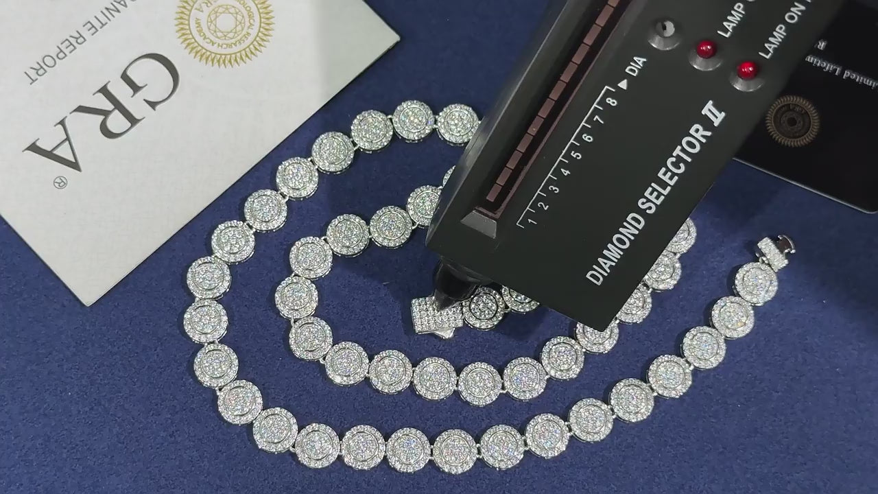 CADENA Y PULSERA DE MOISSANITA HELADA 9MM EN PLATA 925