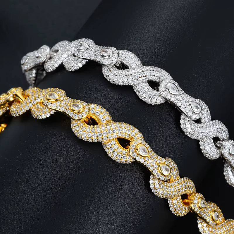 PULSERA CUBANA DE HALO INFINITO DE PLATA 925