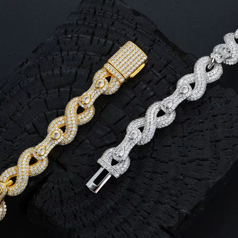 PULSERA CUBANA DE HALO INFINITO DE PLATA 925
