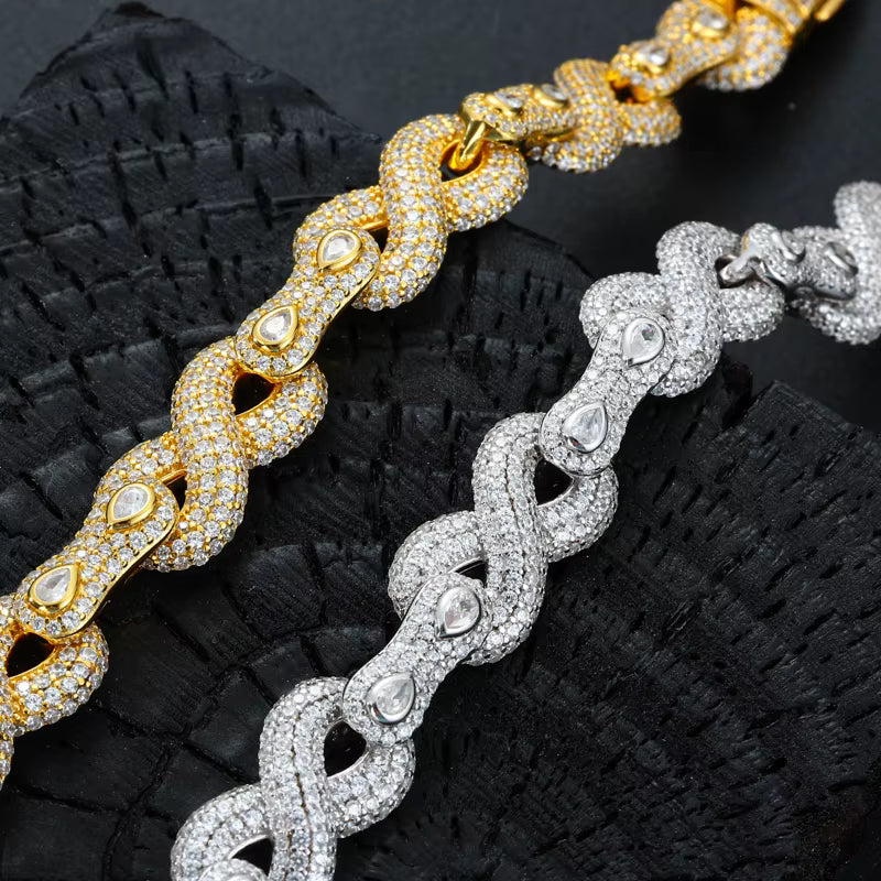 PULSERA CUBANA DE HALO INFINITO DE PLATA 925