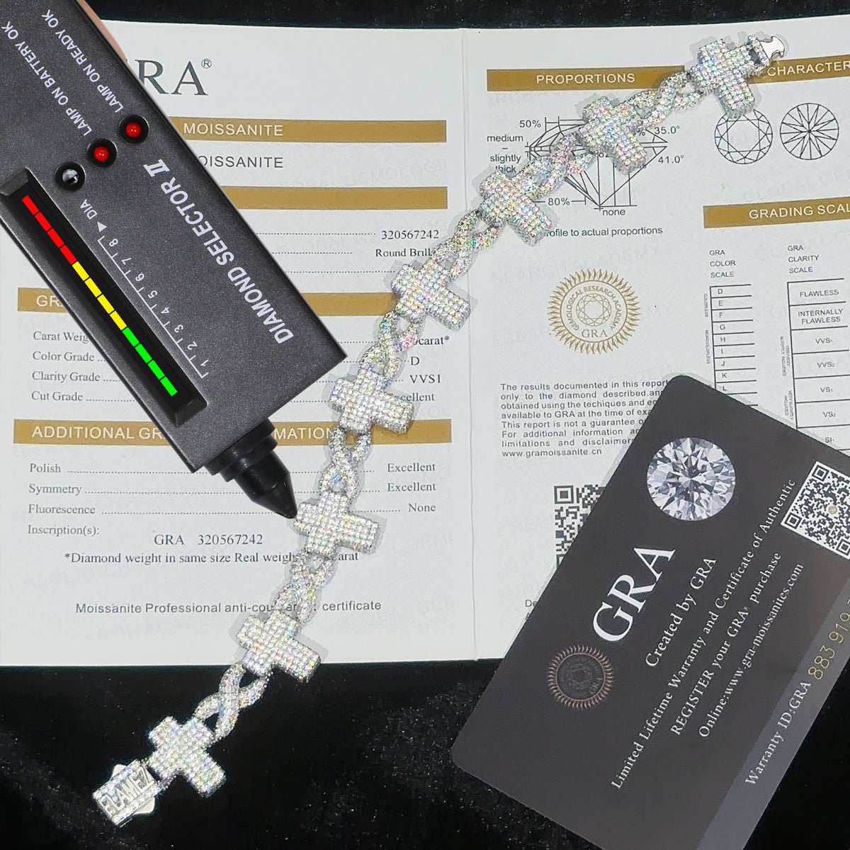 Pulsera Cross x Infinity Con Moissanita VVS En Plata 925 - Bling del Barrio