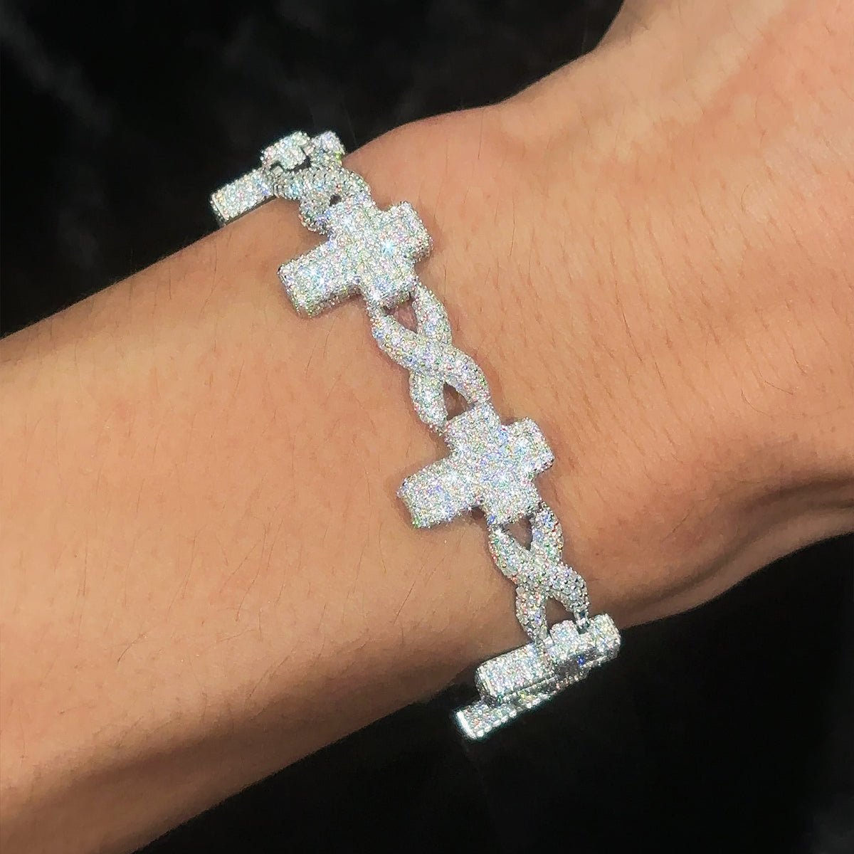 Pulsera Cross x Infinity Con Moissanita VVS En Plata 925 - Bling del Barrio