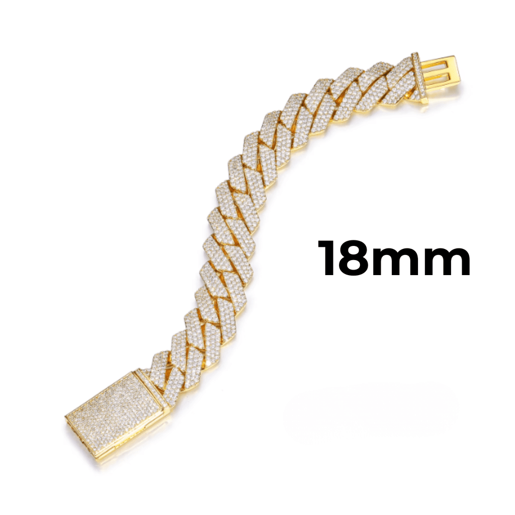 Pulsera Cubana De Moissanita VVS 8 - 20mm - Oro/Oro Blanco - Bling del Barrio