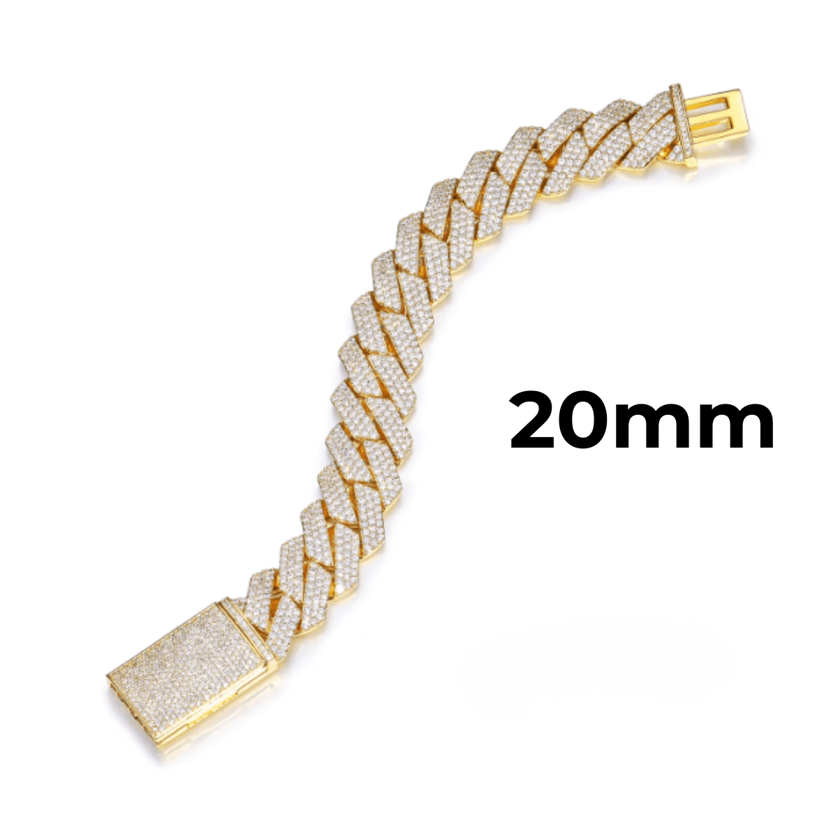 Pulsera Cubana De Moissanita VVS 8 - 20mm - Oro/Oro Blanco - Bling del Barrio