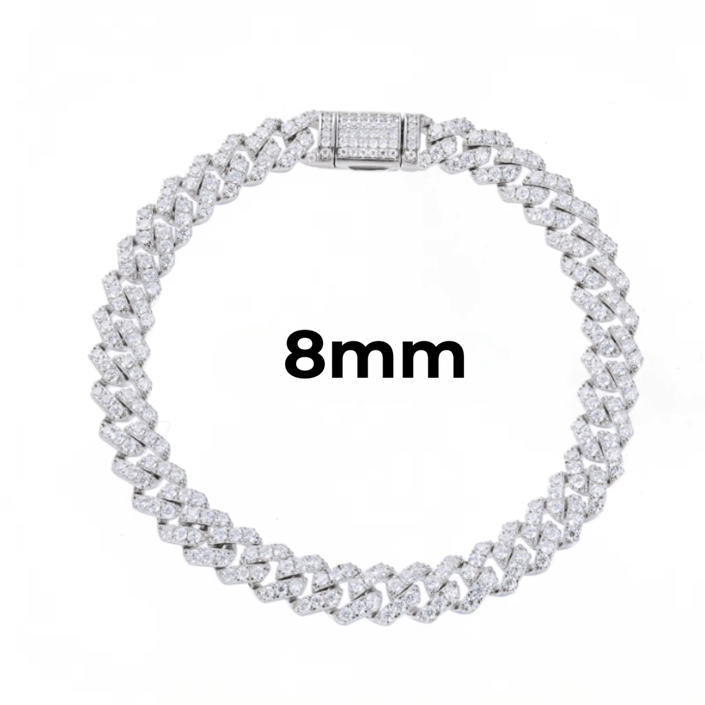 Pulsera Cubana De Moissanita VVS 8 - 20mm - Oro/Oro Blanco - Bling del Barrio