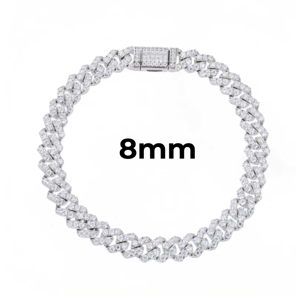 Pulsera Cubana De Moissanita VVS 8 - 20mm - Oro/Oro Blanco - Bling del Barrio