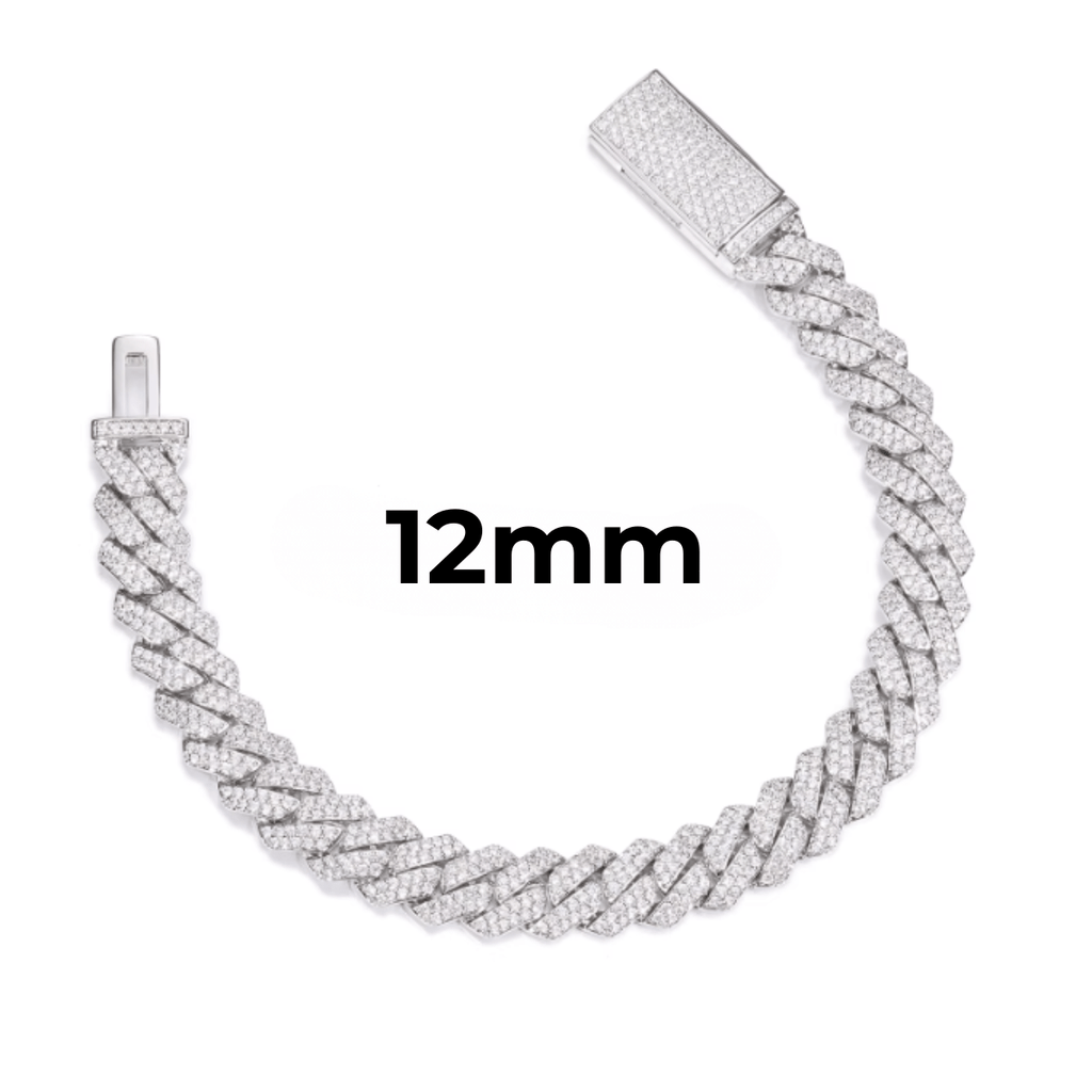 Pulsera Cubana De Moissanita VVS 8 - 20mm - Oro/Oro Blanco - Bling del Barrio