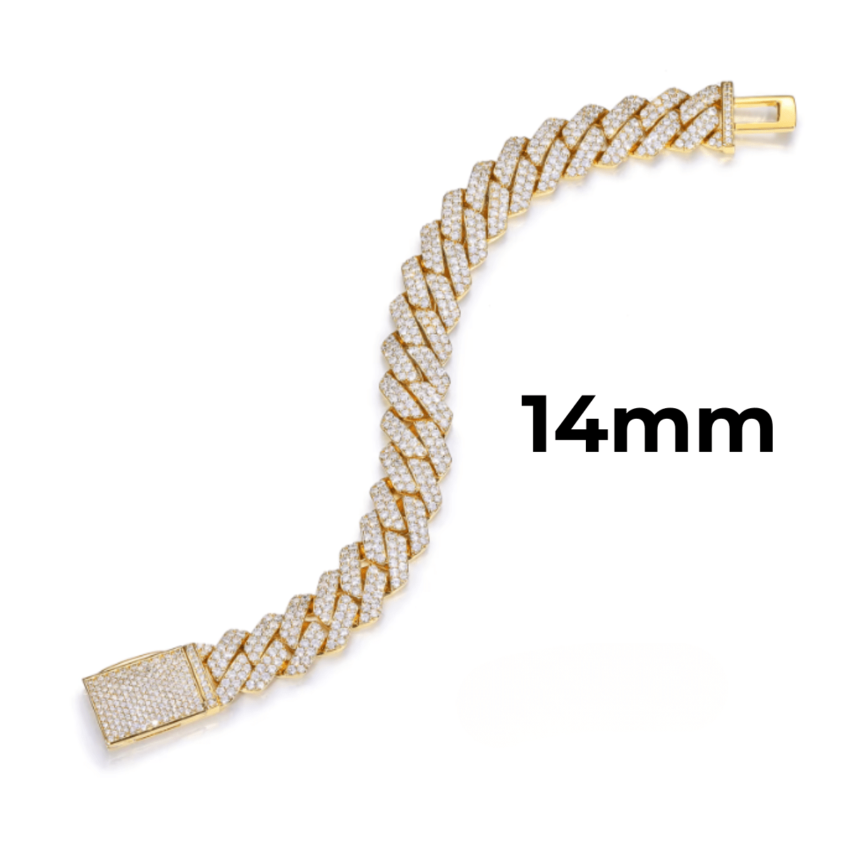 Pulsera Cubana De Moissanita VVS 8 - 20mm - Oro/Oro Blanco - Bling del Barrio