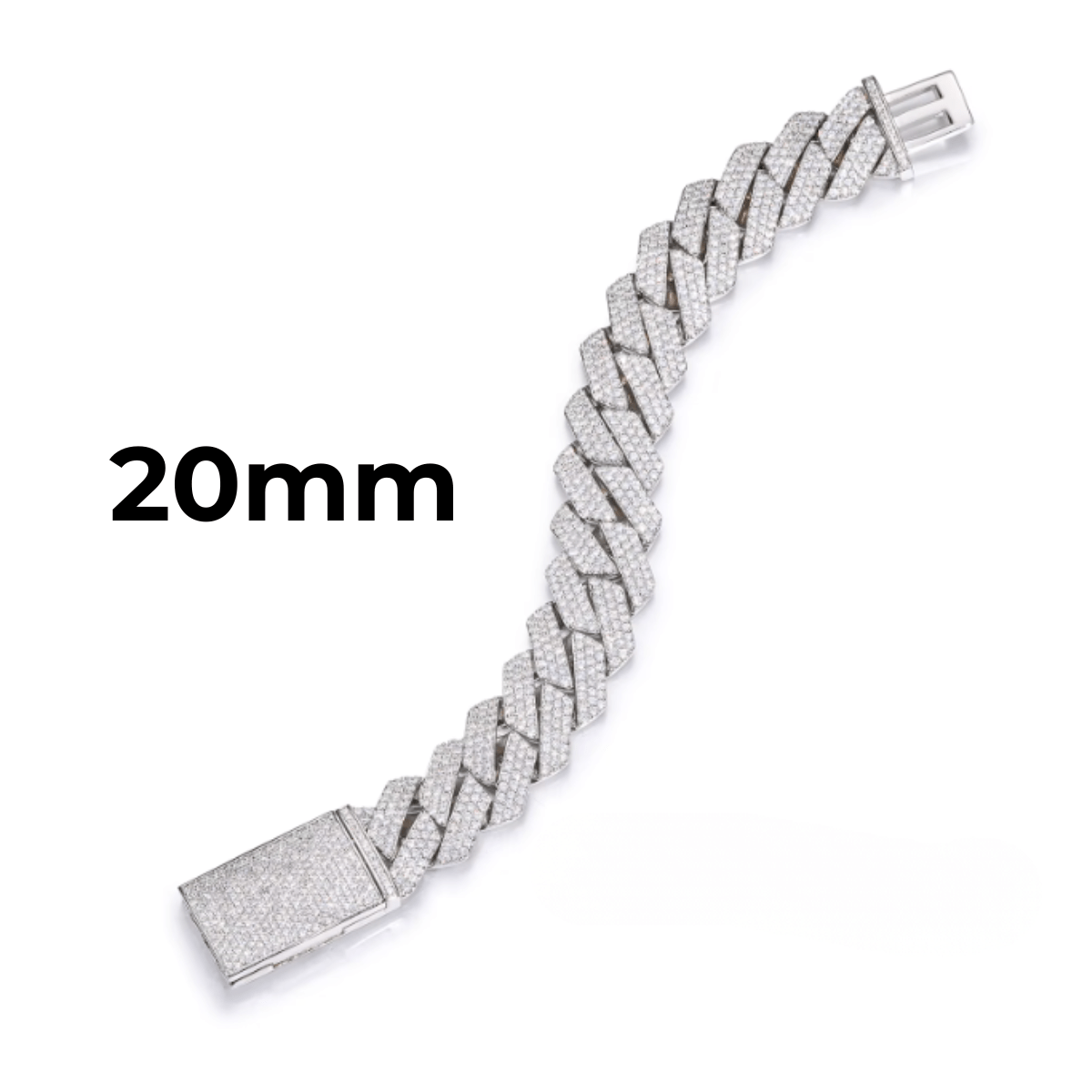 Pulsera Cubana De Moissanita VVS 8 - 20mm - Oro/Oro Blanco - Bling del Barrio