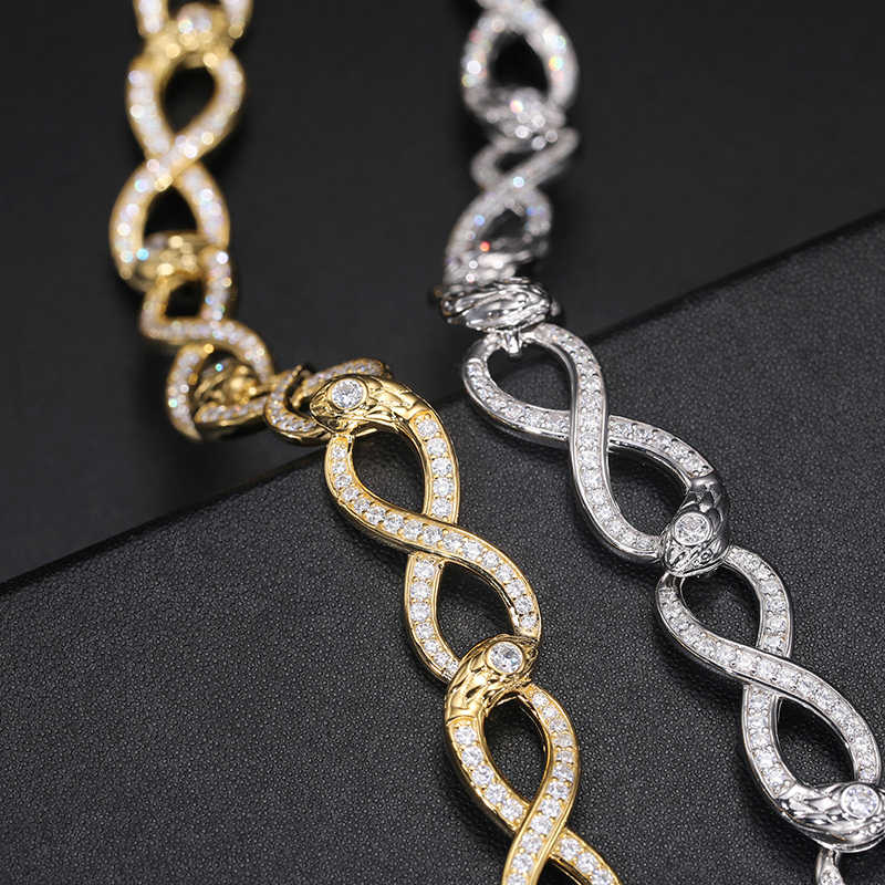 PULSERA CUBANA ESLABONES INFINITOS DE MOISSANITA VVS - PLATA 925 - ORO BLANCO - Bling del Barrio