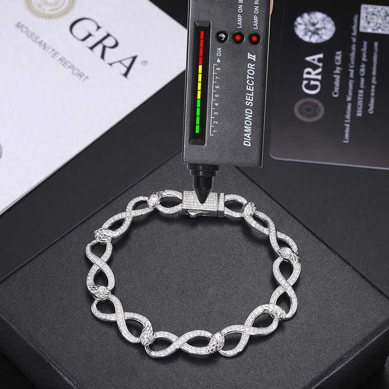 PULSERA CUBANA ESLABONES INFINITOS DE MOISSANITA VVS - PLATA 925 - ORO BLANCO - Bling del Barrio
