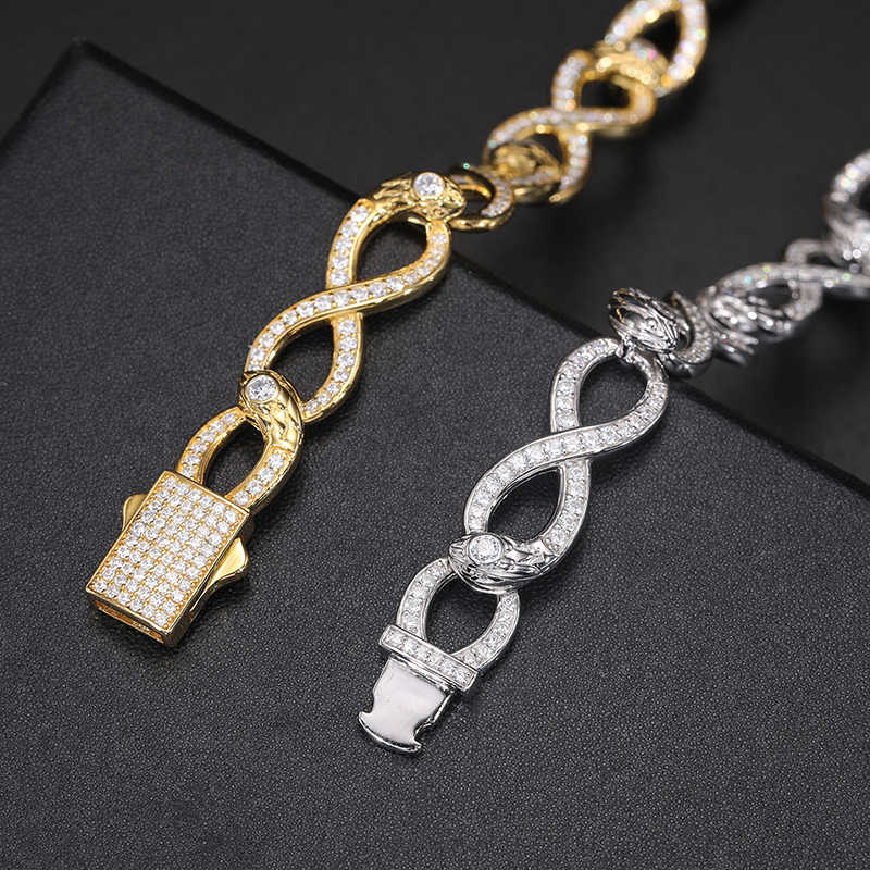 PULSERA CUBANA ESLABONES INFINITOS DE MOISSANITA VVS - PLATA 925 - ORO BLANCO - Bling del Barrio