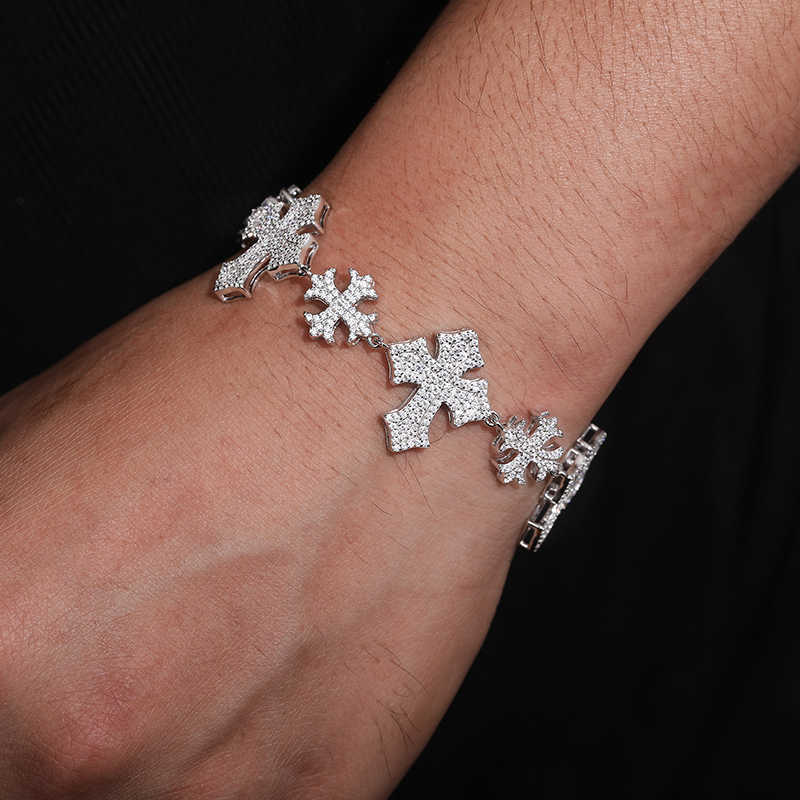 PULSERA DE CRUCES MOISSANITA VVS - PLATA 925 - ORO BLANCO - Bling del Barrio
