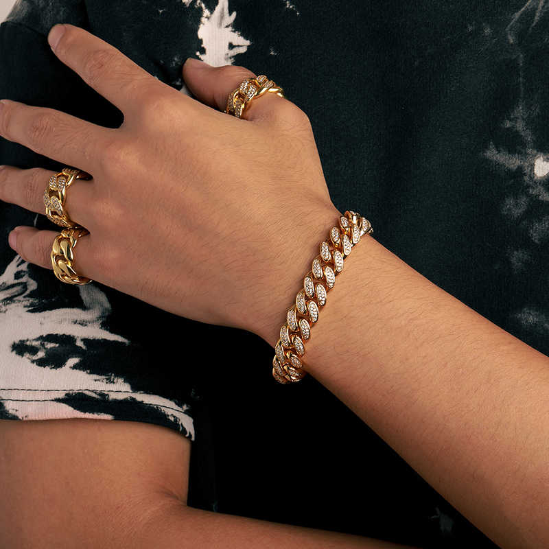 PULSERA DE ESLABONES CUBANOS CON MOISSANITA VVS - ORO/ORO BLANCO - PLATA 925 - 12.5MM - Bling del Barrio