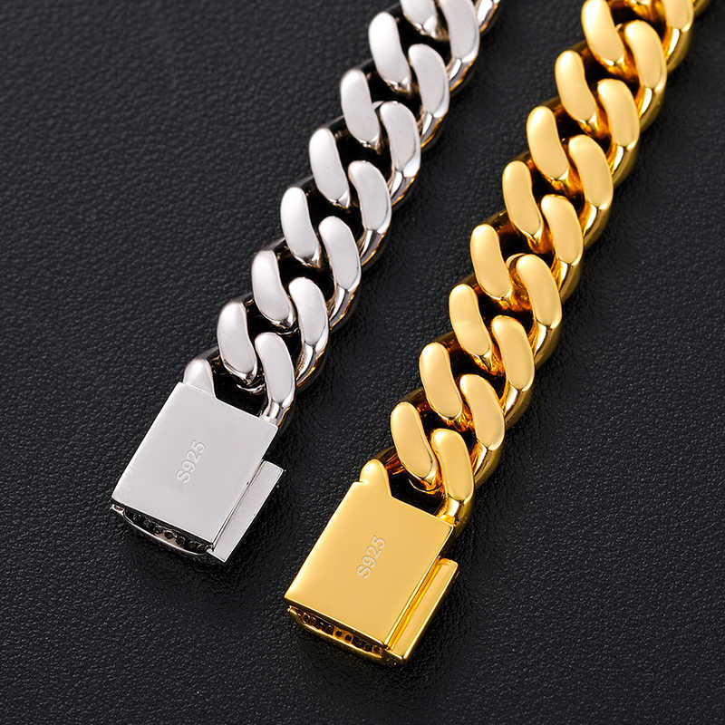 PULSERA DE ESLABONES CUBANOS CON MOISSANITA VVS - ORO/ORO BLANCO - PLATA 925 - 12.5MM - Bling del Barrio