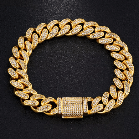 PULSERA DE ESLABONES CUBANOS CON MOISSANITA VVS - ORO/ORO BLANCO - PLATA 925 - 12.5MM - Bling del Barrio