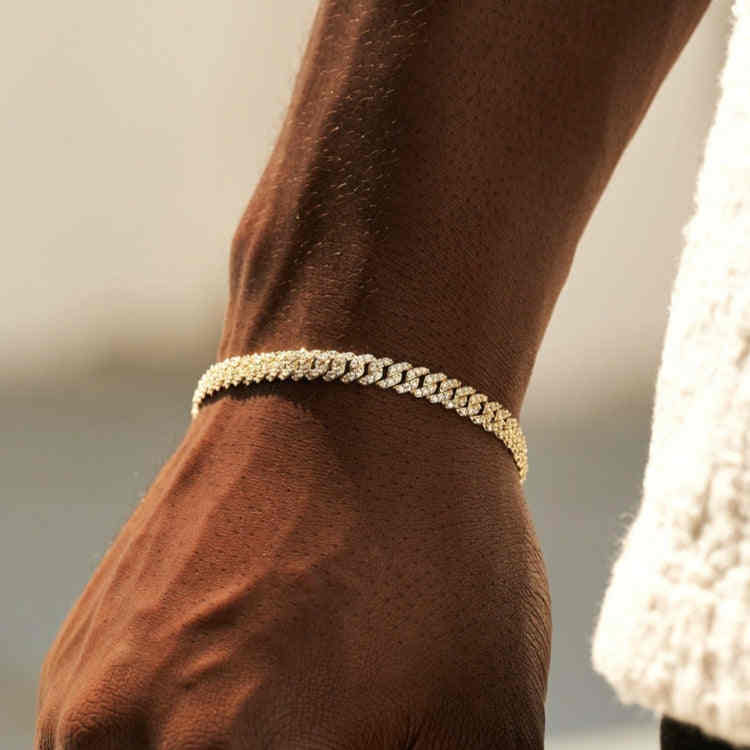 PULSERA DE ESLABONES CUBANOS MOISSANITA VVS DE 6mm - ORO/ORO BLANCO - PLATA 925 - Bling del Barrio