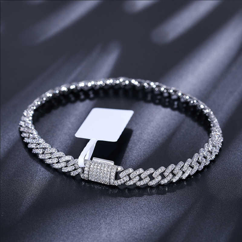 PULSERA DE ESLABONES CUBANOS MOISSANITA VVS DE 6mm - ORO/ORO BLANCO - PLATA 925 - Bling del Barrio