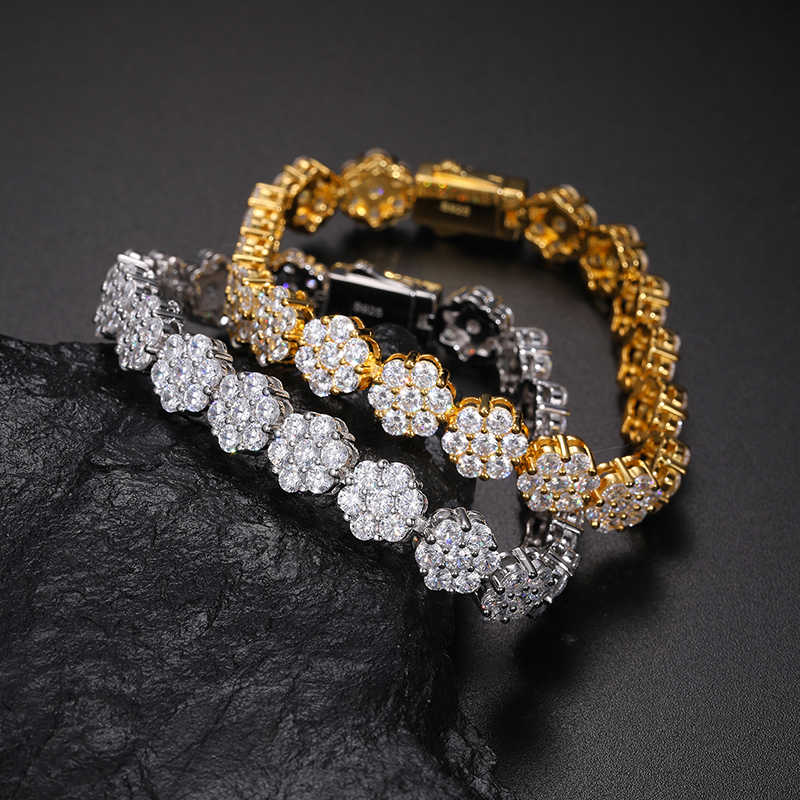 PULSERA DE FLOR MOISSANITA VVS 9mm - PLATA 925 - ORO BLANCO - Bling del Barrio