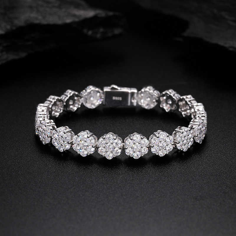 PULSERA DE FLOR MOISSANITA VVS 9mm - PLATA 925 - ORO BLANCO - Bling del Barrio