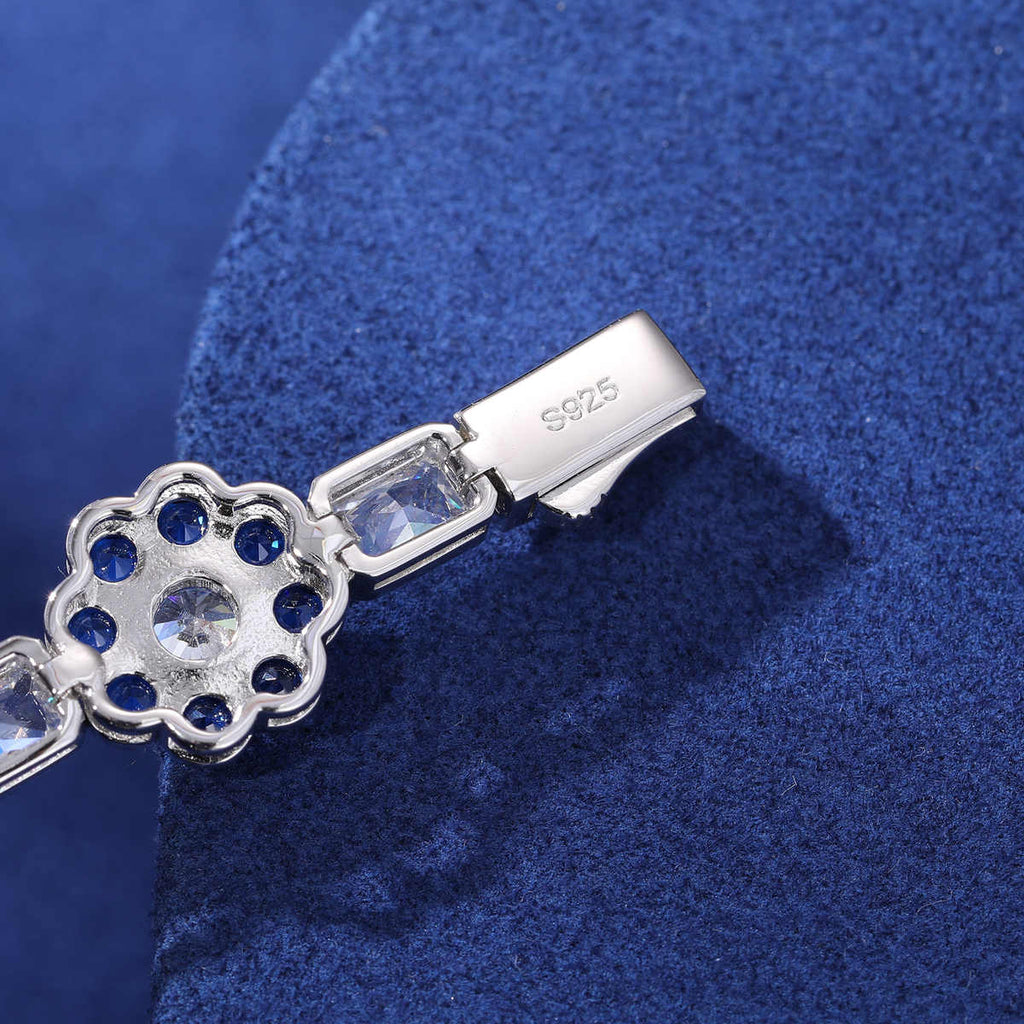 PULSERA DE FLORES COLOREADAS EN MOISSANITA VVS - PLATA 925 - ORO BLANCO - Bling del Barrio