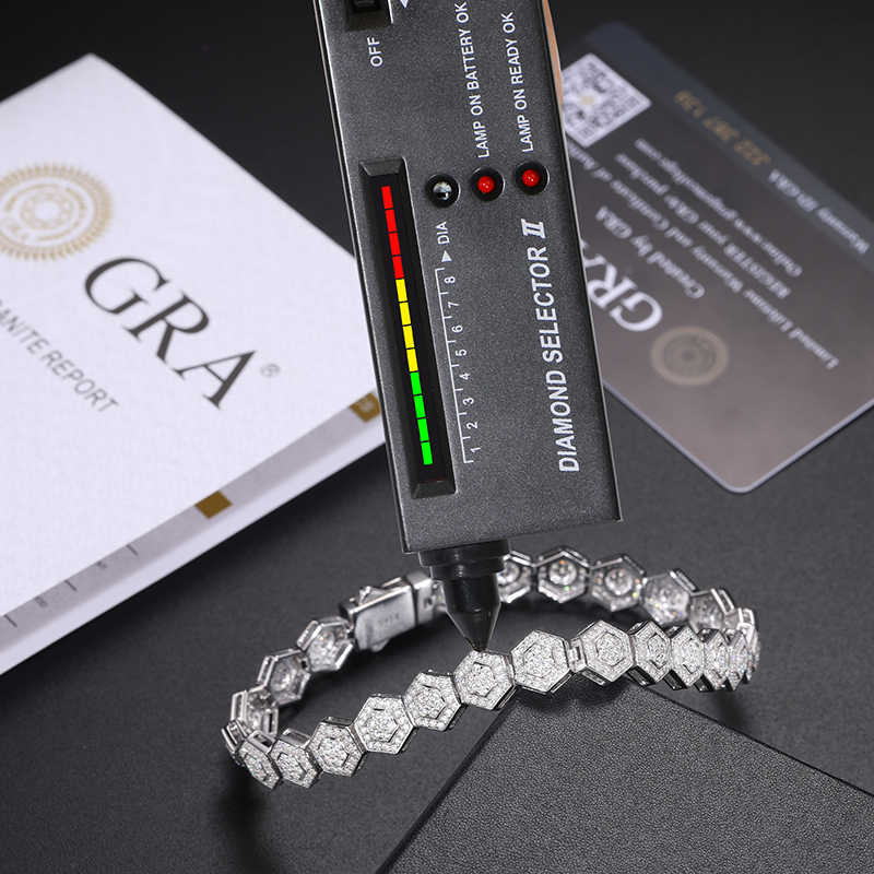 PULSERA DE HEXAGONOS MOISSANITA VVS - PLATA 925 - ORO BLANCO - Bling del Barrio