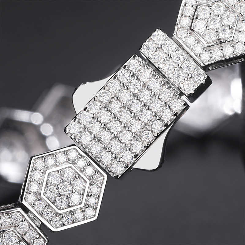 PULSERA DE HEXAGONOS MOISSANITA VVS - PLATA 925 - ORO BLANCO - Bling del Barrio
