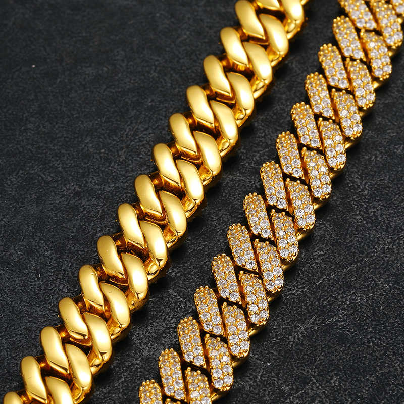 PULSERA DE MOISSANITA VVS ESLABONES CUBANOS DE 9mm - PLATA 925 - ORO - Bling del Barrio