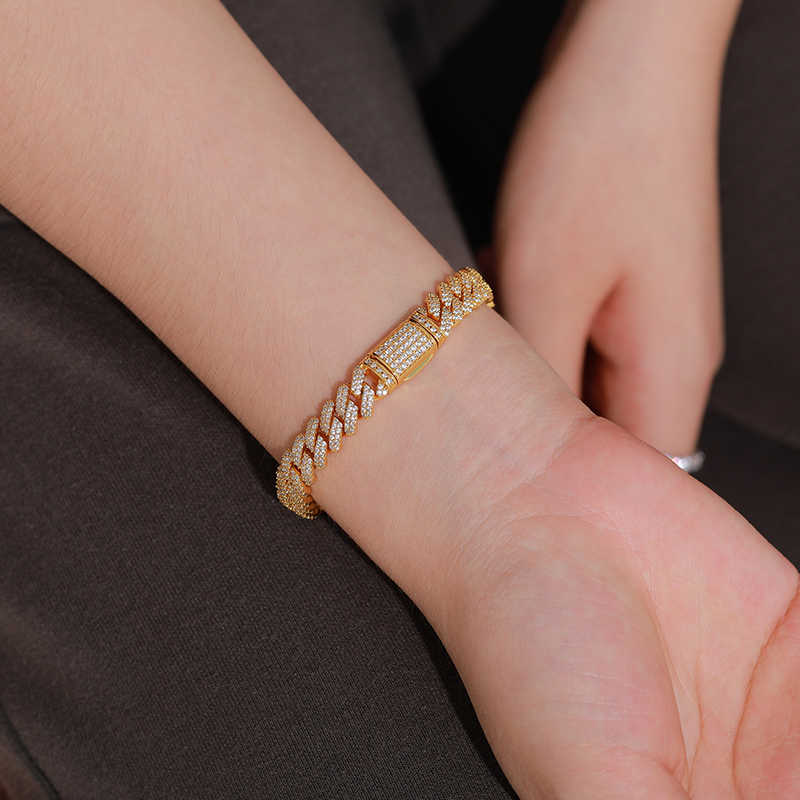 PULSERA DE MOISSANITA VVS ESLABONES CUBANOS DE 9mm - PLATA 925 - ORO - Bling del Barrio