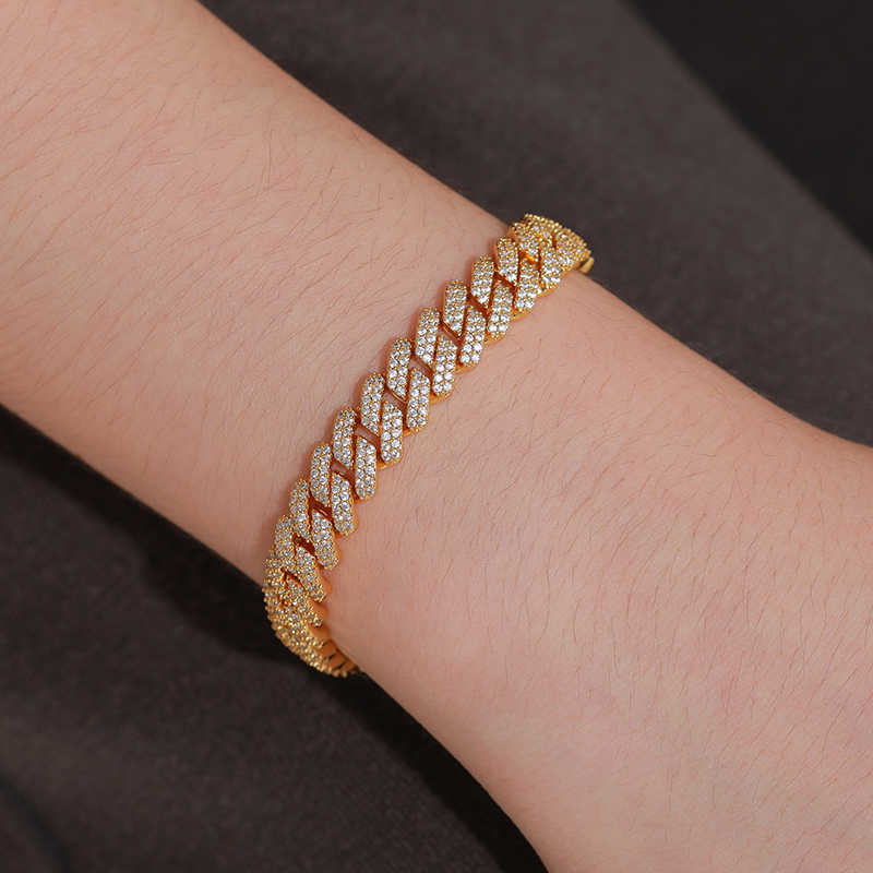 PULSERA DE MOISSANITA VVS ESLABONES CUBANOS DE 9mm - PLATA 925 - ORO - Bling del Barrio