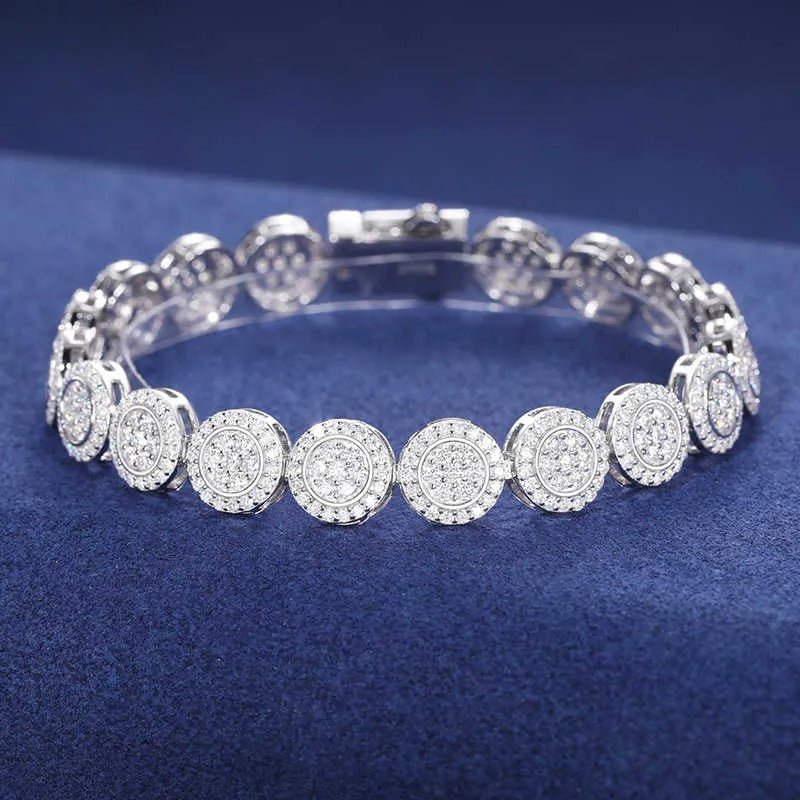 PULSERA DE MOISSANITA VVS MODERNA - PLATA 925 - ORO BLANCO - Bling del Barrio