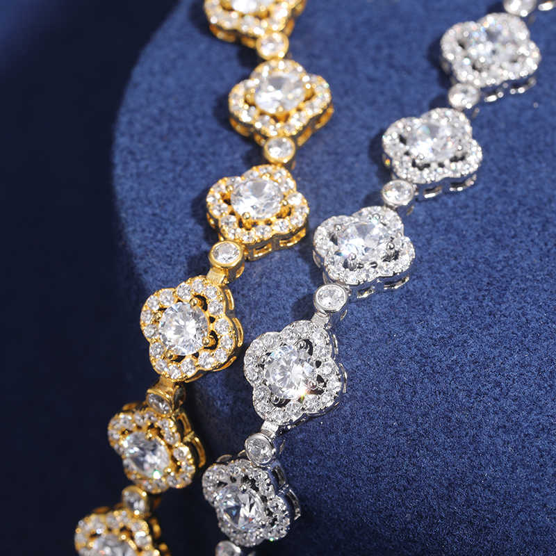 PULSERA DE TRÉBOL CUATRO HOJAS EN MOISSANITA VVS - PLATA 925 - ORO BLANCO - Bling del Barrio