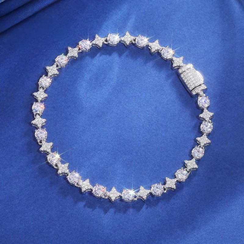 PULSERA ESTRELLA DE MOISSANITA VVS - PLATA 925 - ORO BLANCO - Bling del Barrio